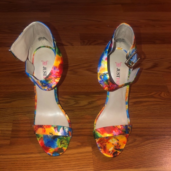 Tropic Print Stiletto Heel Sandals - Picture 2 of 3